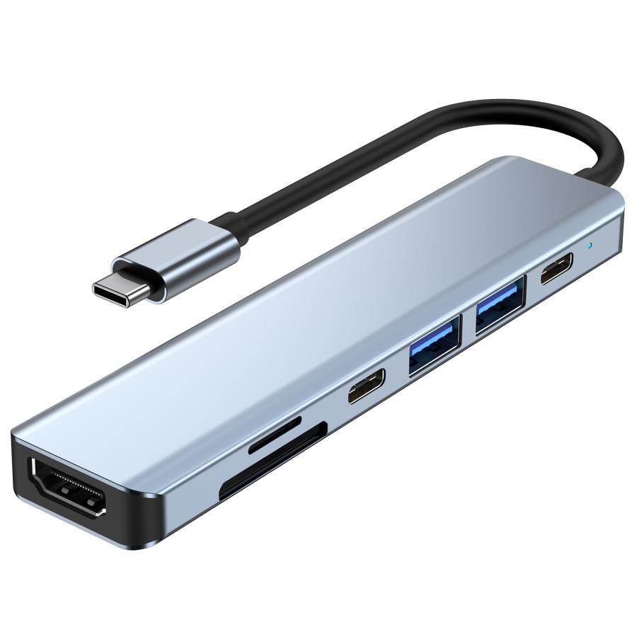 USB Type-C ハブ7-in-1  USB-Cポート HDMI コンバーター マルチポート  USB-A3.0ポート 4K HDMIポート TF/SDカードスロット PD 87W出力対応｜jusanko｜02