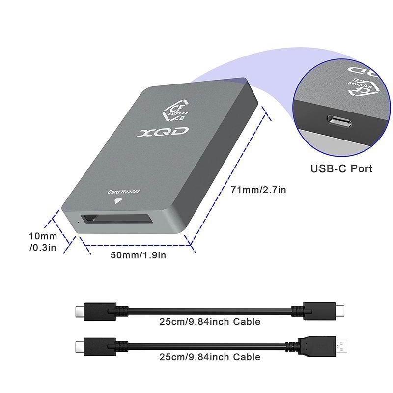 XQD/CFexpressタイプBカードリーダー 10Gpbs USB 3.2 Gen CFexpress/XQDメモリーカードリーダー 