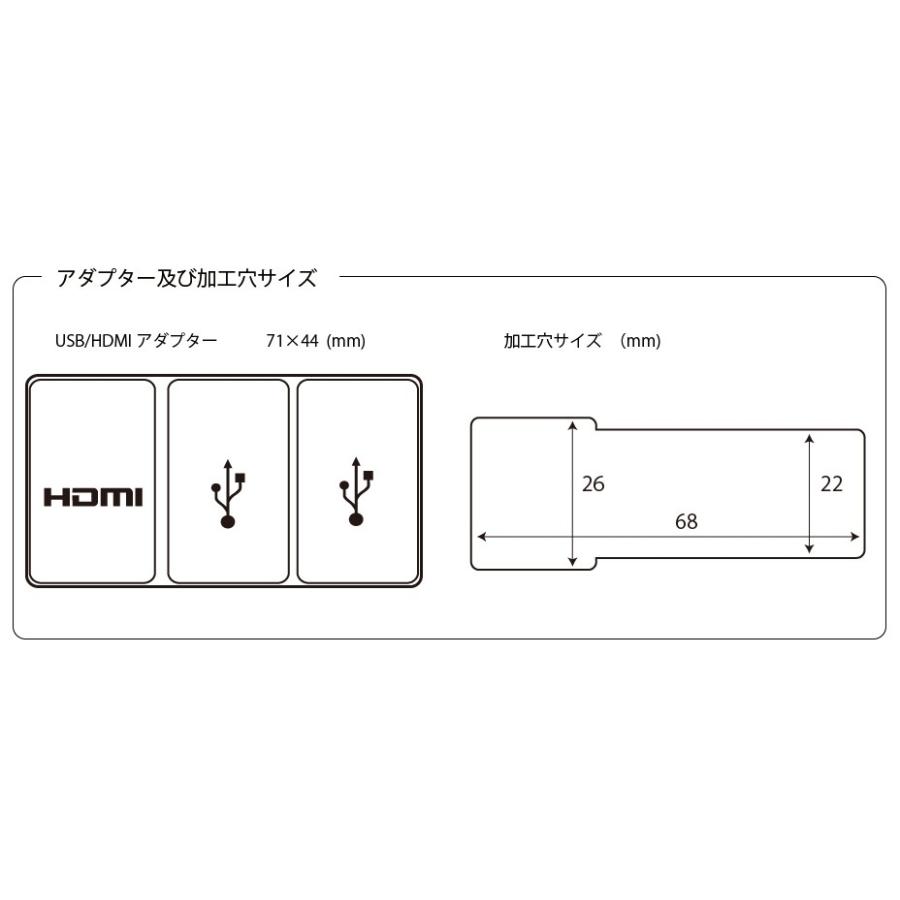 汎用タイプHDMI&USBアダプター3連タイプ（加工取り付け等)ホンダ用 専用USB・HDMIパネル　フィット・オデッセイ等に｜jusby-auto｜03