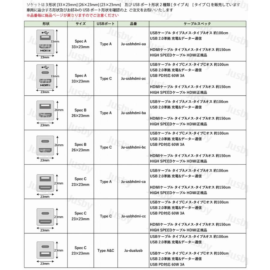 トヨタ ダイハツ USB×2 DUAL USBソケット USB タイプA&タイプC Spec C