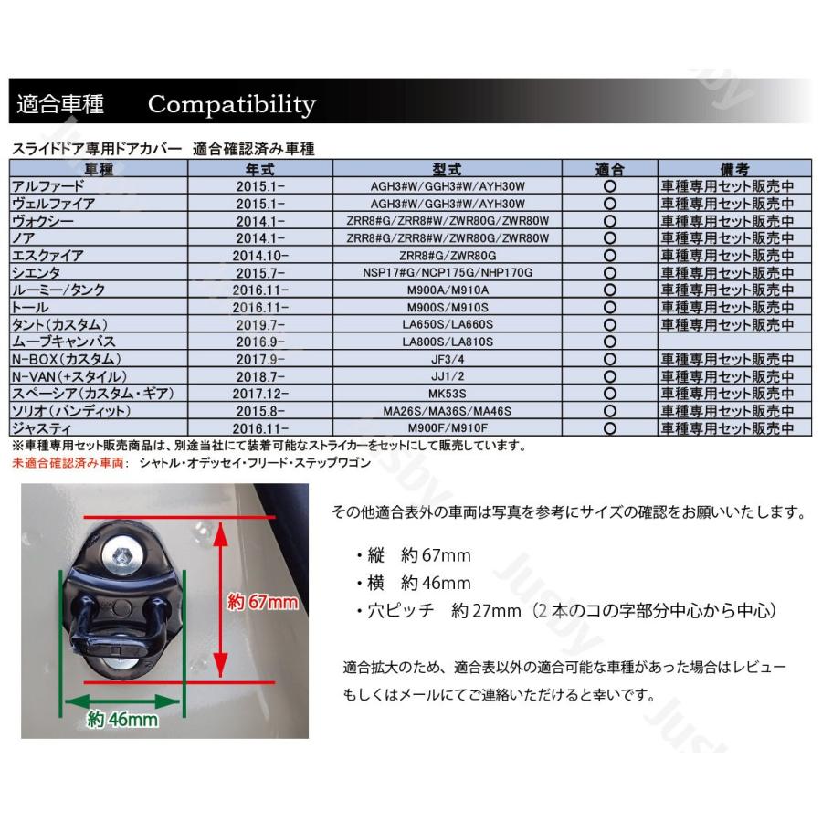 スライドドア専用 ドアストライカーカバー 2個set ドアカバー N Box N Van スペーシア ソリオ ルーミー タンク トール ノア アルファード ヴェルファイア Voxy Slidedoor Cover2 ジャスビー 通販 Yahoo ショッピング