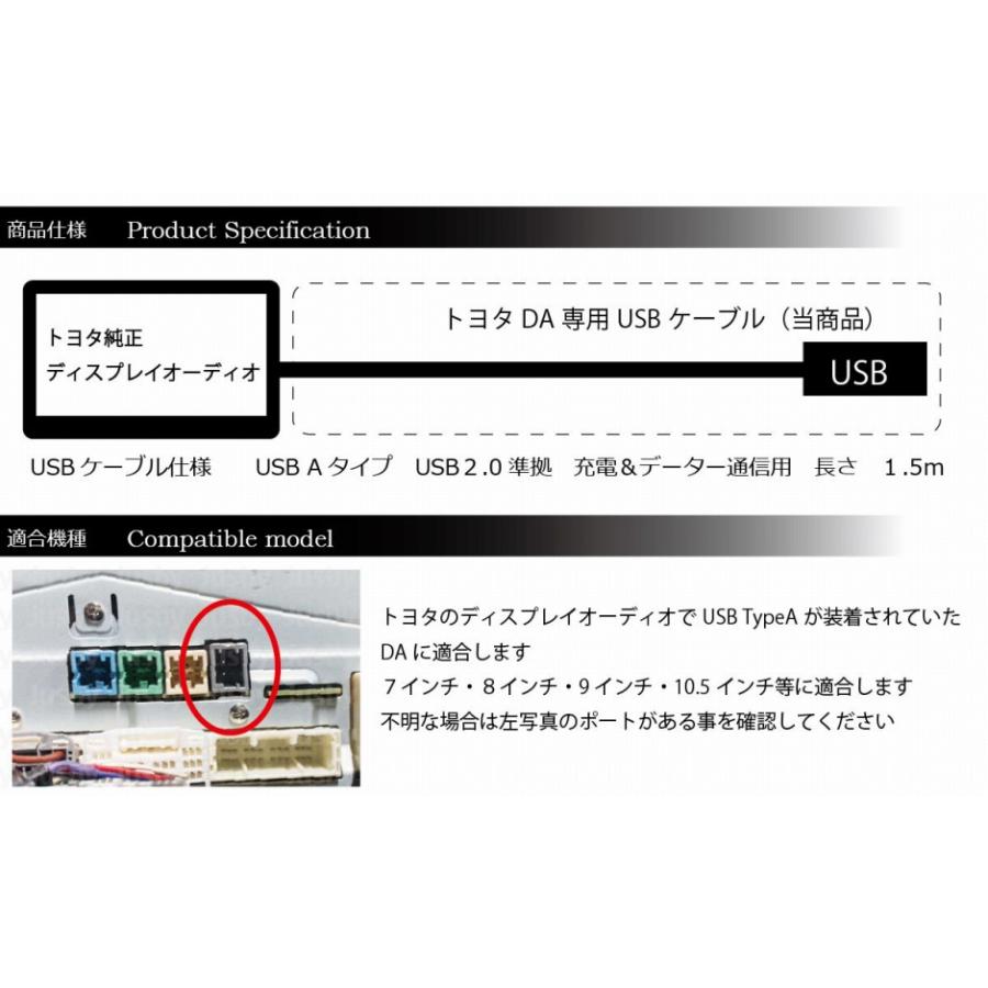 トヨタ 純正ディスプレイオーディオ USBケーブル ナビ入れ替えやオット