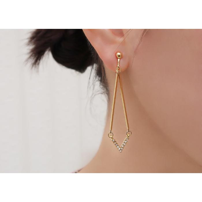 イヤリング ピアス ラインストーン  Vライン アレルギー対応 フォーマル |  | 03