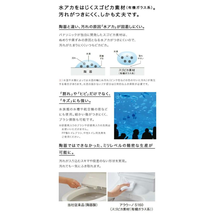 Panasonic アラウーノ S160 タイプ1 XCH1601W□ 床排水 標準 Panasonic アラウーノ S160 タイプ1 XCH1601W□ 床排水 標準