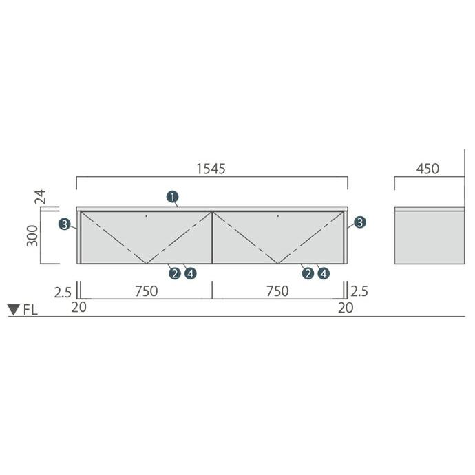 システム収納 ウッドワン 無垢の木の収納 TVボードプラン BF-001