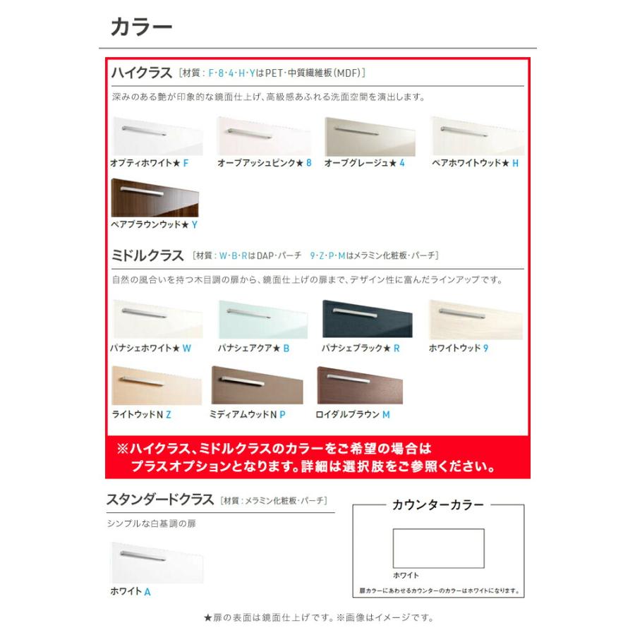 TOTO 洗面化粧台 オクターブ 750幅 2段扉 三面鏡 タッチレスワイドLED照明 エコミラー LDSFB075□AGDN1● LMFB075A3GLC1Gの画像