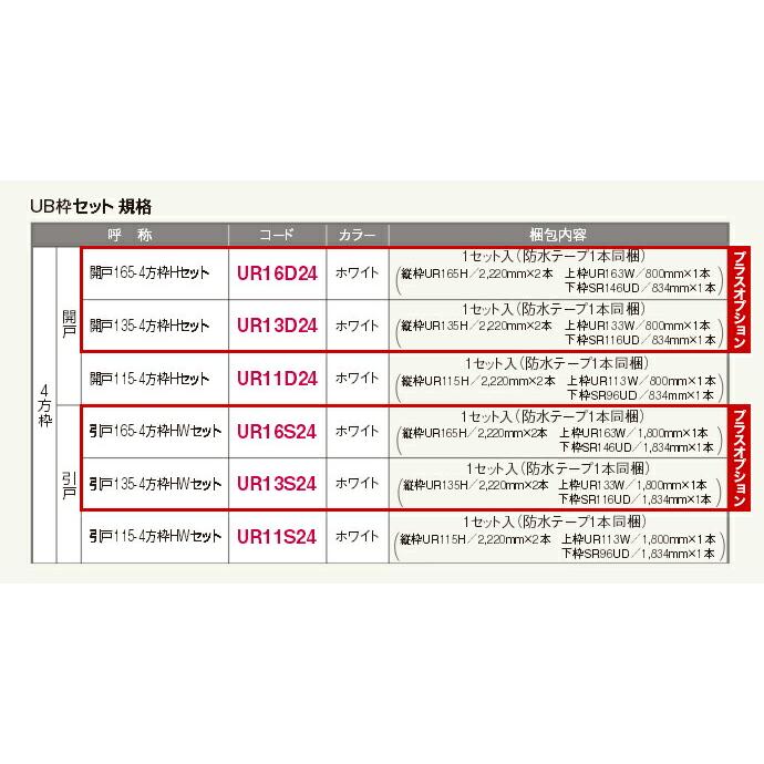 FUKUVI（フクビ） 樹脂製開口枠 開戸 4方枠Hセット UR□□D24 浴室