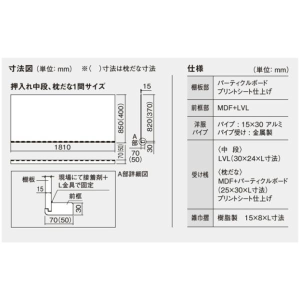 Panasonic（パナソニック） 収納材 押入れ中段 フリーカット 2M 幅1930