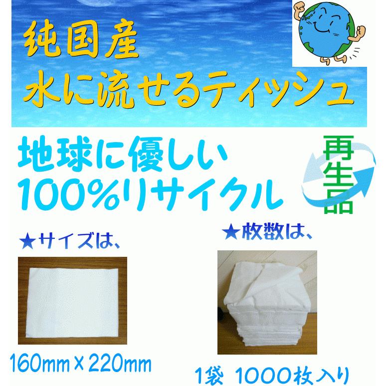 純国産 水に流せるティッシュ 1箱12袋入 送料無料（白ちり/白
