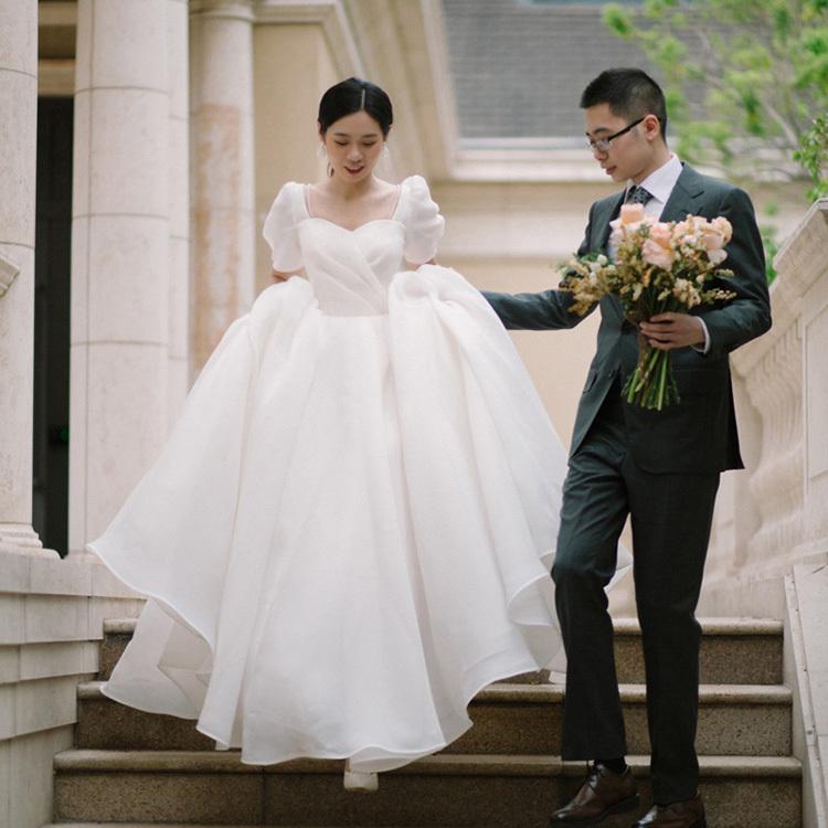 ウェディングドレス エンパイアライン スレンダー Vネック 半袖 結婚式 二次会 披露宴 前撮り 後撮り ビーチフォト 二次会ドレス 花嫁ドレス 花嫁 格安 :cyx-209:Just For You online store - 通販 - Yahoo!ショッピング