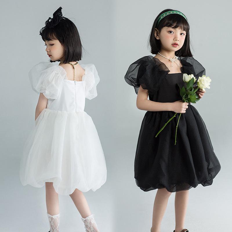 子供 ドレス ピアノ 発表会 ワンピース キッズ お出かけ 子供ワンピース 女の子 韓国 可愛い ふわふわ チュール パフスリーブ