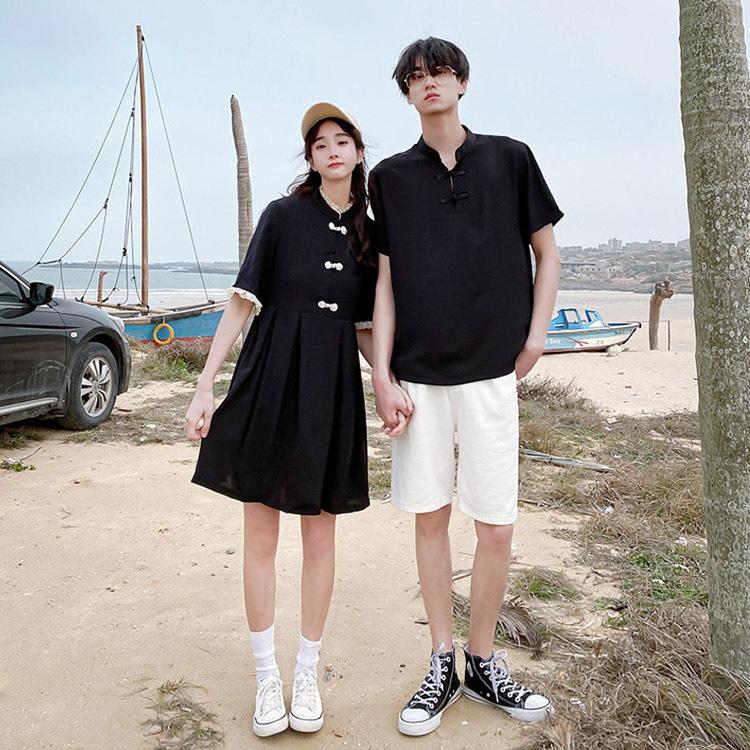 カップル お揃い ペアルック シャツ 半袖 夏 ワンピース チャイナドレス レディース メンズ トップス ワンピース トップス コーデ 和風 カップル プレゼント Kasin 4 Just For You Online Store 通販 Yahoo ショッピング