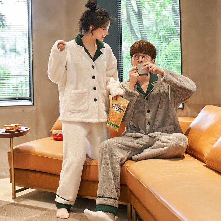 ペア パジャマ カップル 冬 もこもこ ルームウェア 前開き ペアルック お揃い 上下セット 暖かい レディース メンズ 部屋着 寝巻き プレゼント ギフト Kasin 556 Just For You Online Store 通販 Yahoo ショッピング