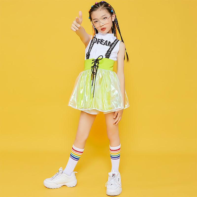 チアガール キッズダンス衣装 セットアップ へそ出し 女の子 スカート