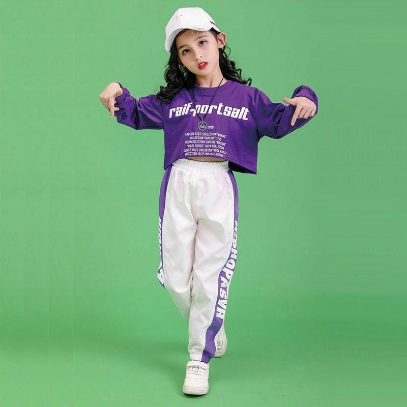 女の子 へそ出し Tシャツ 長袖ロングパンツ カーゴパンツ ダンスパンツ キッズ ダンス 衣装 ジャズダンス チアガール ヒップホップ スポーツウエア 演出服｜just-for-you｜06