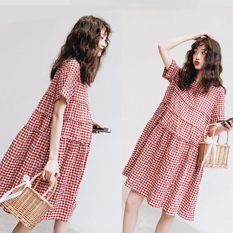 妊婦 産前 産後 大きいサイズ 体型カバー 着痩せ シンプル ゆったり 半袖 ワンピース 可愛い チェック Lss 128 Just For You Online Store 通販 Yahoo ショッピング