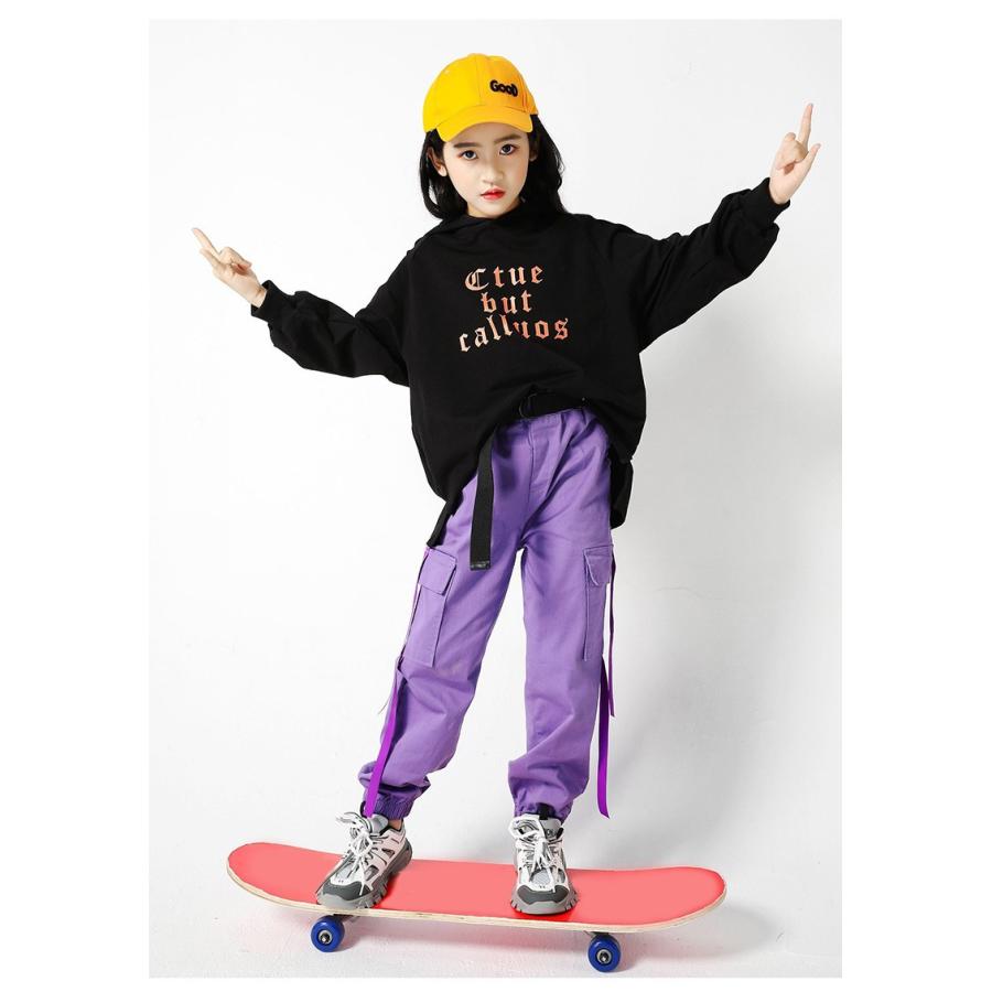 ダンス 衣装 キッズ ヒップホップ 子供 ジュニア パーカー パンツ 女の子 おしゃれ 韓国 子供服 舞台 練習 カジュアル スポーツ 紫 黒 Hiphop Jazz Lss 423 Just For You Online Store 通販 Yahoo ショッピング