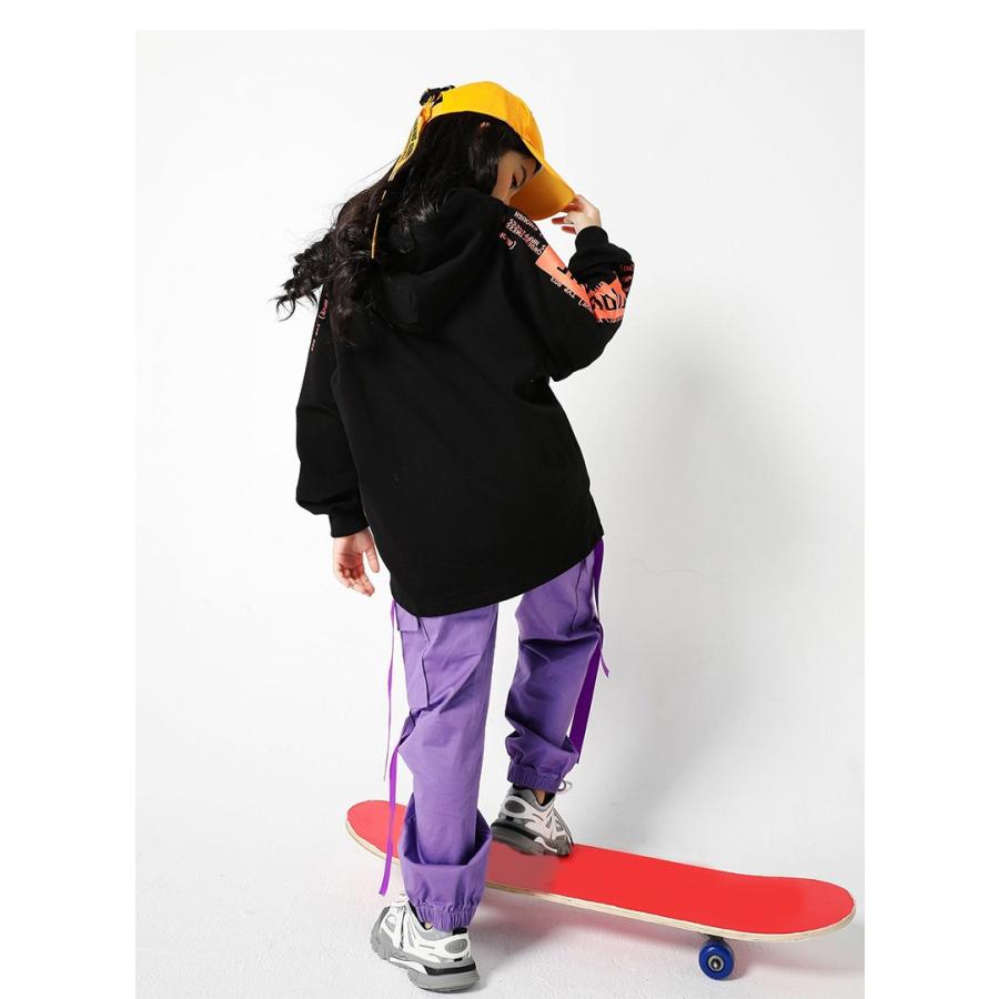 ダンス 衣装 キッズ ヒップホップ 子供 ジュニア パーカー パンツ 女の子 おしゃれ 韓国 子供服 舞台 練習 カジュアル スポーツ 紫 黒 Hiphop Jazz Lss 423 Just For You Online Store 通販 Yahoo ショッピング