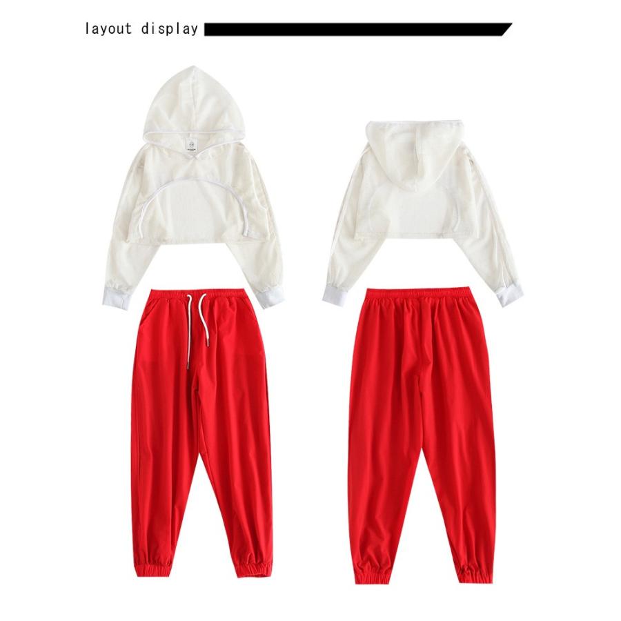 キッズ ダンス 衣装 ヒップホップ ジュニア 女の子 パーカー パンツ メッシュ タンクトップ ベスト へそ出し ロング 韓国 子供服 おしゃれ 白 赤 Lss 425 Just For You Online Store 通販 Yahoo ショッピング