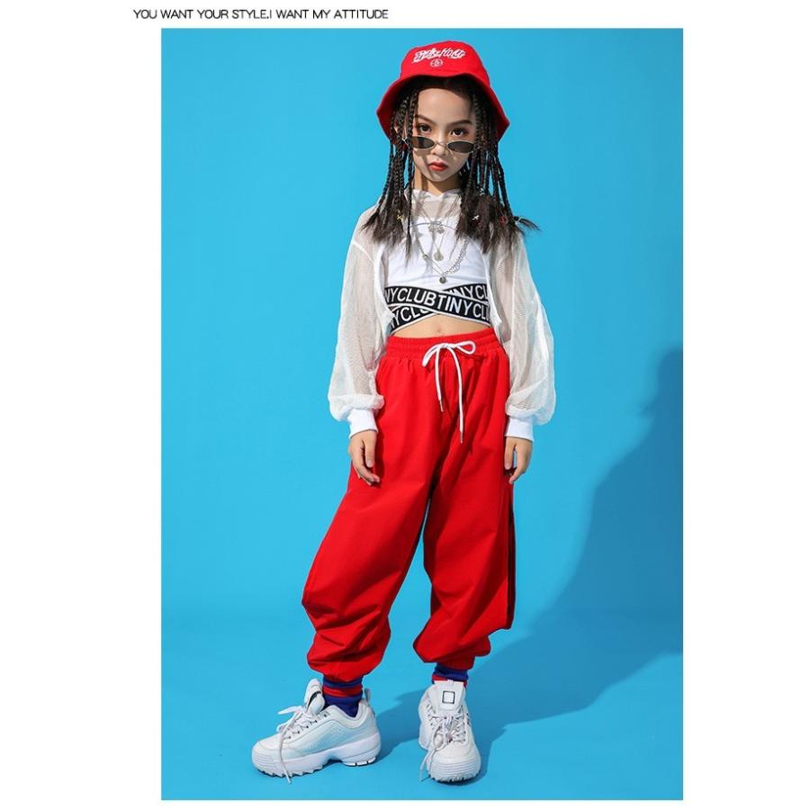 キッズ ダンス 衣装 ヒップホップ セットアップ ジュニア 女の子 韓国 子供服 パーカー パンツ ロング ベスト へそ出し メッシュ タンクトップ おしゃれ 白 赤 Lss 425a Just For You Online Store 通販 Yahoo ショッピング