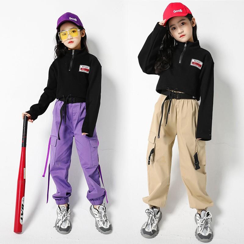 バーゲンで ダンス 衣装 ヒップホップ Hiphop キッズ 子供 ジュニア 女の子 秋冬 ジャズ カーゴパンツ ジャケット ロング おしゃれ ファッション 黒 ステージ Jazz Materialworldblog Com