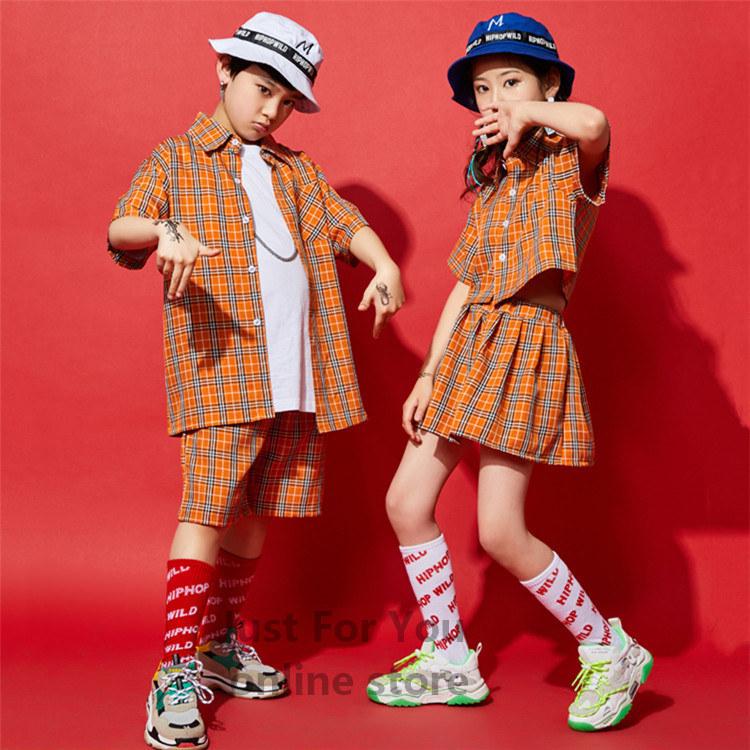 ヒップホップ キッズダンス衣装 正規品スーパーsale 店内全品キャンペーン チェックシャツ チェックスカート ｔシャツ ダンス衣装 男の子 Jazz キッズ ダンス ガールズ かっこいい Hiphop 衣装