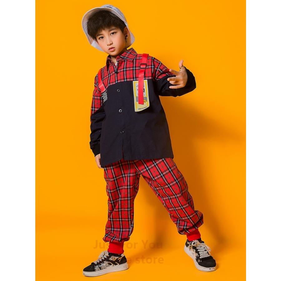 キッズダンス衣装 ダンス 衣装 キッズ ヒップホップ 韓国 パンツ シャツ チェック柄 かっこいい 男の子 女の子 Hiphop 演出服 ジュニア オシャレ 激安 Sale Rge 1663 Just For You Online Store 通販 Yahoo ショッピング