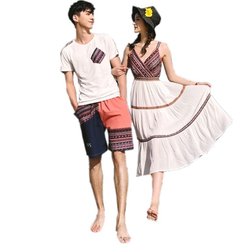 春夏 ペア カップルtシャツ 半袖 カップル ペアルック エスニック風 ペアルック 春夏 カジュアル系 ワンピース 男女 ハネムーン 蜜月 海外 新婚旅行 夏 Rge 573 Just For You Online Store 通販 Yahoo ショッピング