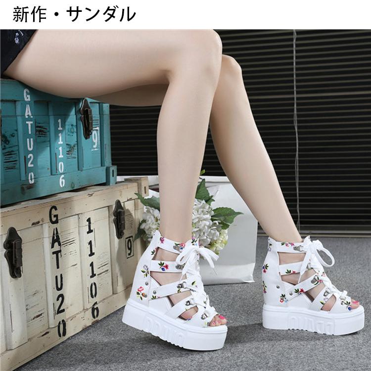 サンダル レディース 夏サンダル 厚底 ウェッジソール ハイヒール バックファスナー 履きやすい 婦人靴 おしゃれ カジュアル シューズ 花柄 靴ひも Yhj028 Just For You Online Store 通販 Yahoo ショッピング