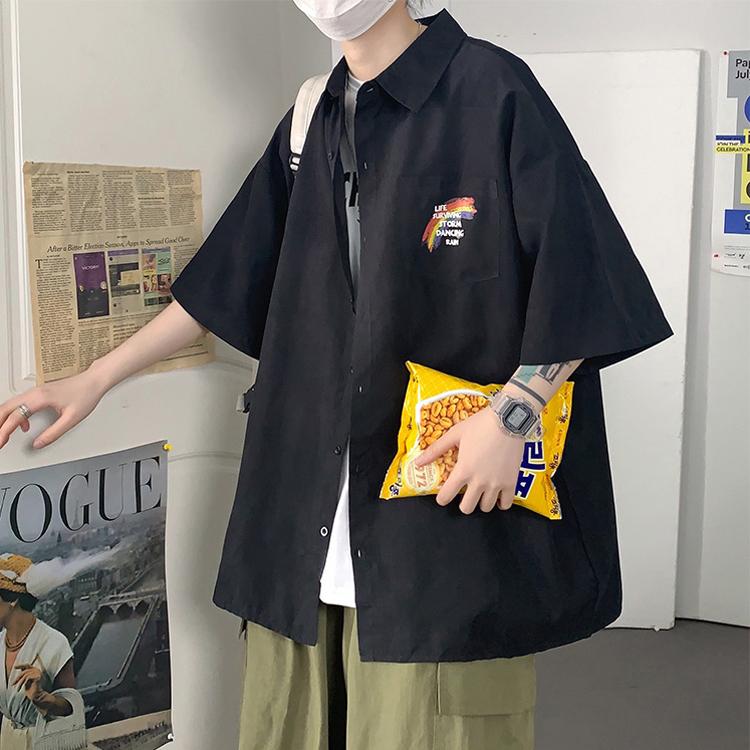 シャツ メンズ 半袖シャツ ジャケット 細身 シャツ トップス 夏 韓国 シャツコート ボタンシャツ 薄手 お洒落 ゆったり 体型カバー カジュアル 前開き Yhj033 Just For You Online Store 通販 Yahoo ショッピング