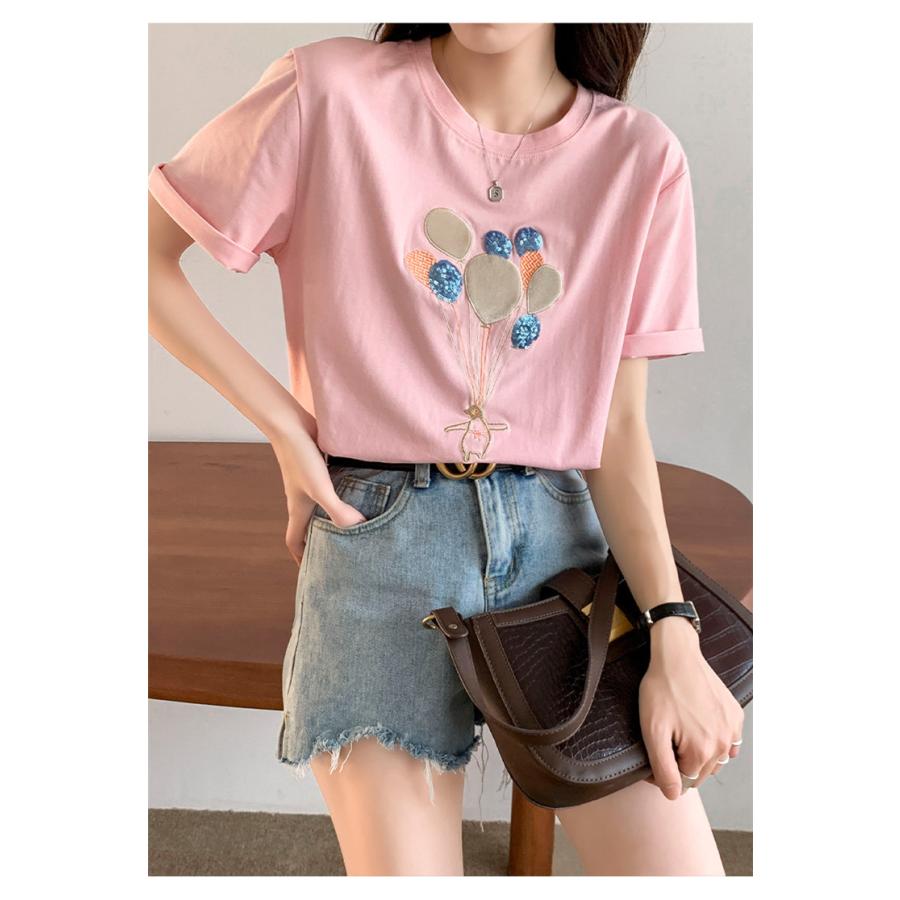 ｔシャツ レディース ｔシャツ トップス おしゃれ 女性用 半袖 3色選べる 夏 綿 ゆったり Ins 人気 通勤 通学 バルーン 白 ピンク シャツ Yhj045 Just For You Online Store 通販 Yahoo ショッピング