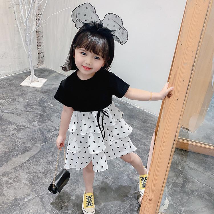ワンピース キッズ 子供服 夏 綿 女の子 半袖 おしゃれ かわいい スポット柄 黒 白 スカート 新作 子供ファッション 夏服 子ども服 旅行 Yhj116 Just For You Online Store 通販 Yahoo ショッピング