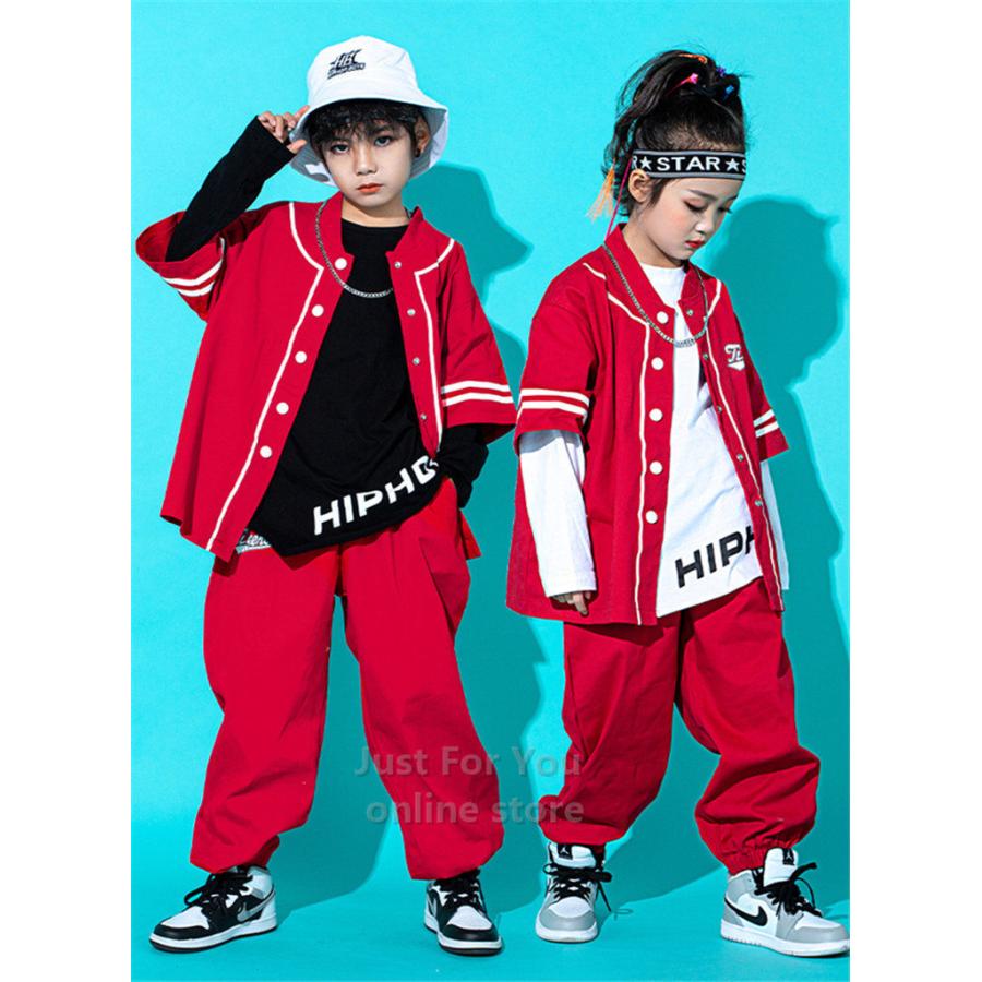 キッズ ダンス 衣装 ヒップホップ ダンス衣装 Hiphop ダンスパンツ ゆったり 韓国 最新アイテム かっこいい ストリート 子供服 シャツ