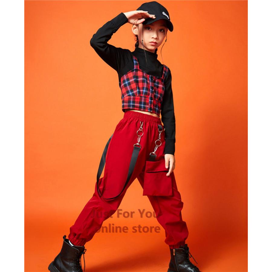 ダンス衣装 キッズ チェックダンストップ 黒シャツ キッズダンス衣装 ヒップホップ レッスン着 ヘソ出しトップス ズボン カーゴパンツ Zaka 357 Just For You Online Store 通販 Yahoo ショッピング