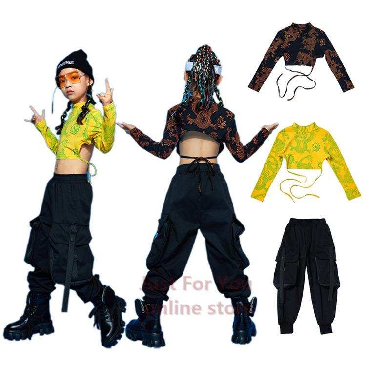 韓国 子供服 キッズ ダンス衣装 ヒップホップ 女の子 へそ出し ダンス 衣装 Tシャツ ダンスパンツ 原宿系 ステージ衣装 Dance 舞台服 練習着 派手 激安 ダンス バレエ