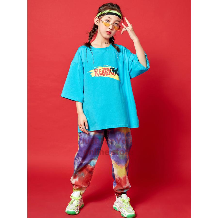 半額 キッズダンス衣装 子供服 派手 ヒップホップ ストリート パンツ カラフル ダンスtシャツ 男の子 ガールズ 韓国 ファッション サルエルパンツ