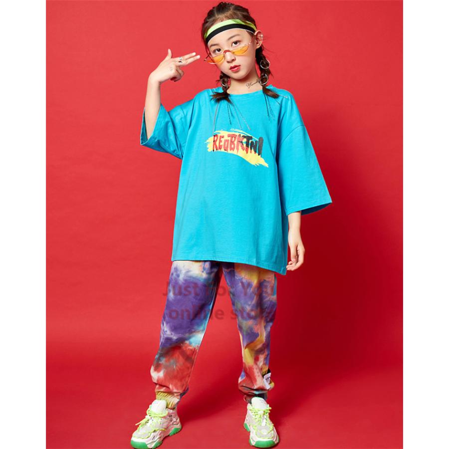 予約販売 本 キッズダンス衣装 子供服 派手 ヒップホップ ストリート パンツ カラフル 韓国 ファッション ガールズ 男の子 ダンスtシャツ サルエルパンツ Wantannas Go Id