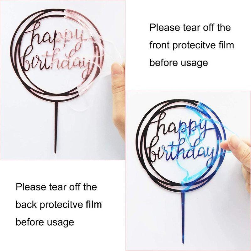 オンライン限定商品 ケーキトッパー 6枚セット ピンクゴールド おしゃれ かわいい Happy Birthday 誕生日 ケーキ デコレーション 飾り パーティ Neotextreview Com