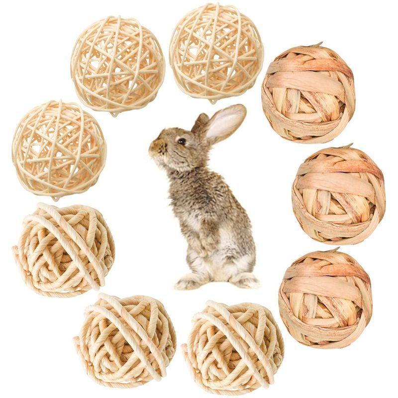 9個入り ハムスター おもちゃ 草編みのボール ブランチラタンボール バニーウサギのおしゃれなおもちゃ ギニアの豚スナネズミ ラビットナチュ