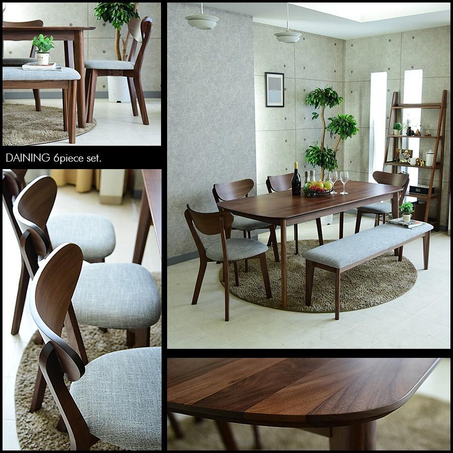 ダイニングテーブルセット 6人用 ベンチ テーブル幅180cm 無垢集成材 | ブランド登録なし | 13