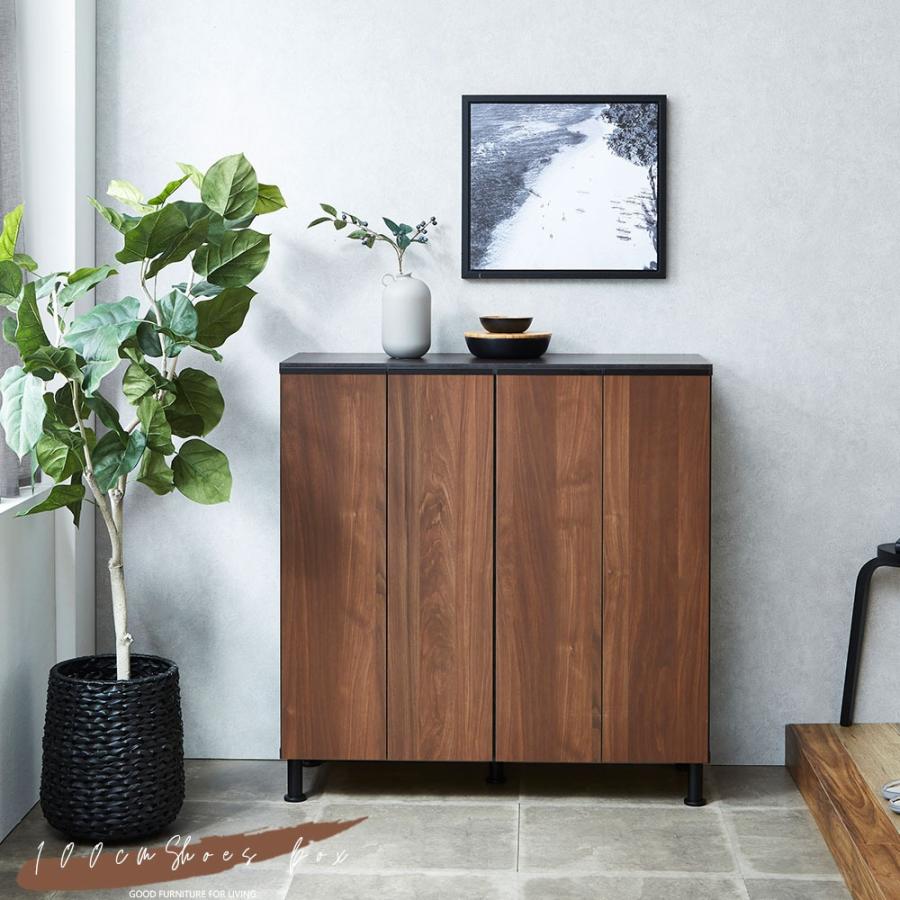 シューズボックス 100 ロータイプ 完成品 下駄箱 玄関収納 靴箱 幅100 オシャレ カワイイ シューズケース 靴収納 シューズラック アルミ脚 国産 木製 | ブランド登録なし