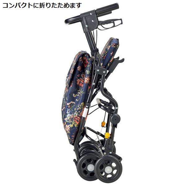 スイスイ歩けるおしゃれ カート ブルー 折りたたみ U型ハンドル ダブルキャスター カート カート スイスイ歩けるおしゃれ ブルー 折りたたみ U型ハンドル ダブルキャスター