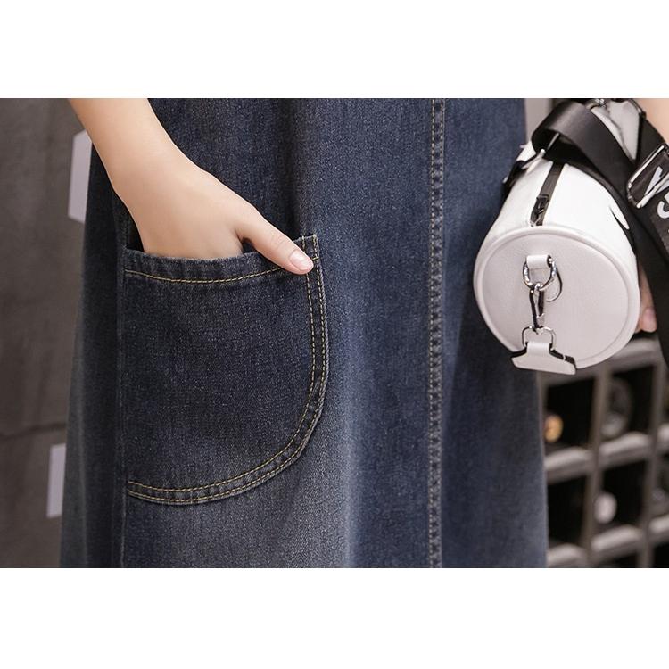 デニムワンピース 秋 サロペットワンピース キャミワンピ マキシ丈