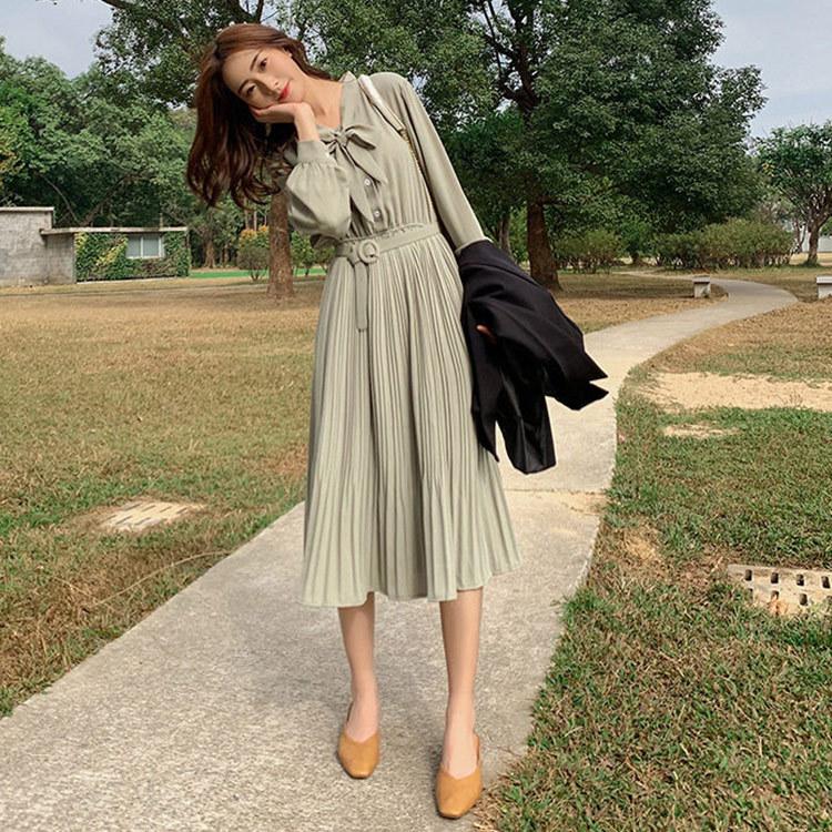 ワンピース 春秋 長袖 30代 40代 おしゃれ ロング 膝下 ミモレ丈