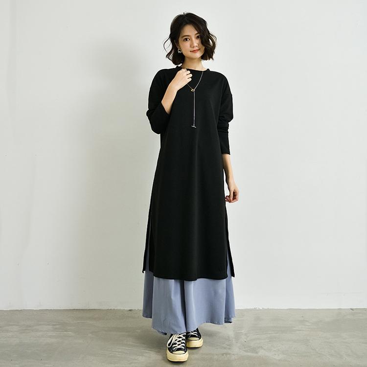 長袖ワンピース スカート セットアップ 2点セット レディース サイド