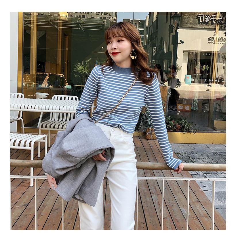 ニット セーター レディース 長袖 ボーダー トップス 6色 カジュアル