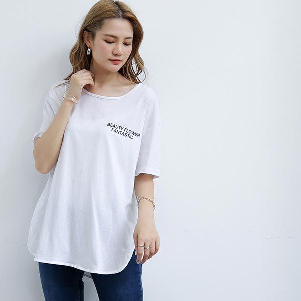 Tシャツ レディース 半袖 サイドスリット チュニック 無地