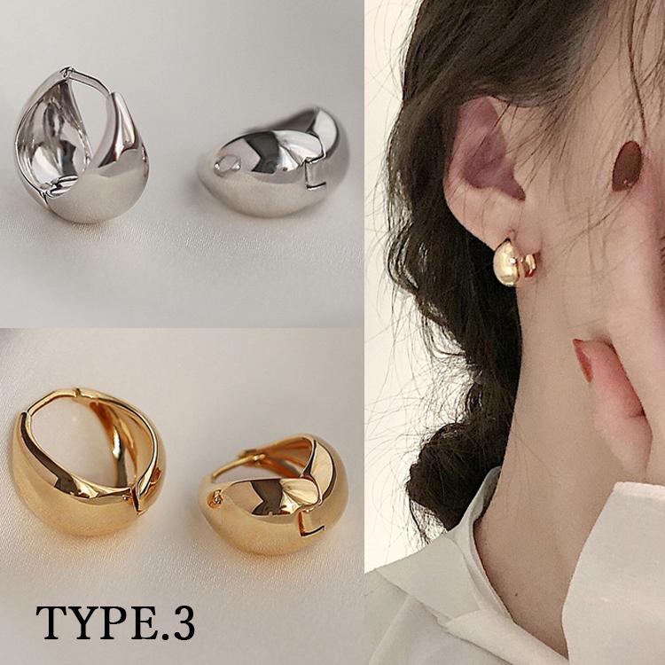 ピアス レディース しずく 雫 カーブ 選べる 18kgp リング フープ