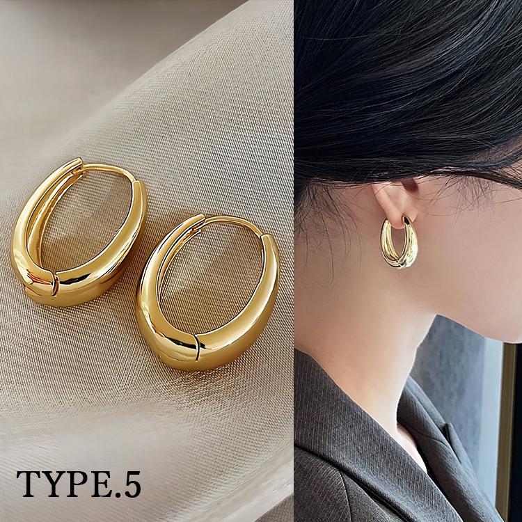 ピアス レディース しずく 雫 カーブ 選べる 18kgp リング フープ