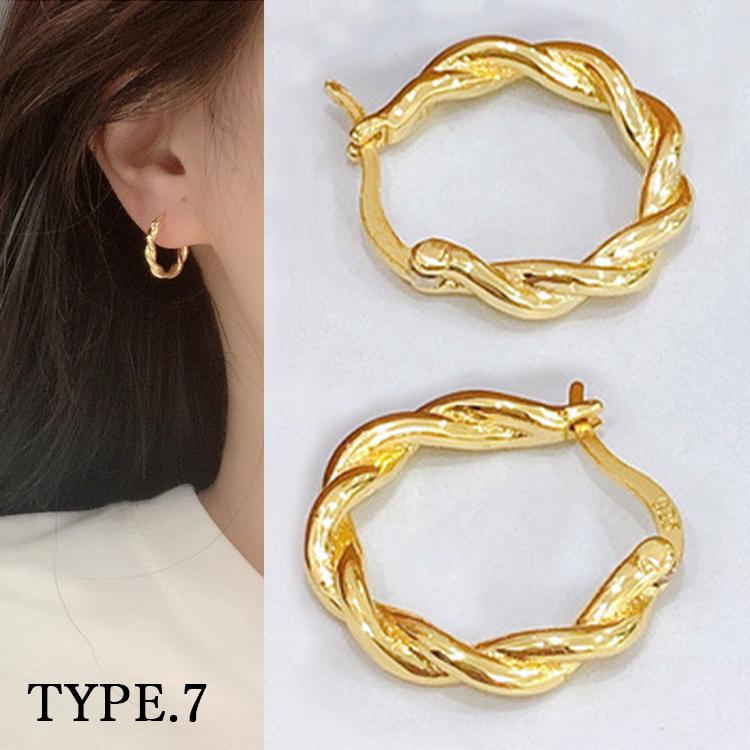 ピアス レディース しずく 雫 カーブ 選べる 18kgp リング フープ